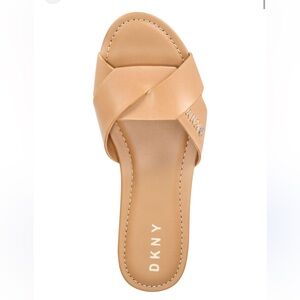 DKNY Tan Faux Leather Womens Sandal Size 7.5